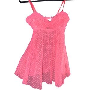 La Vie En Rose Coral Heart Mesh Babydoll